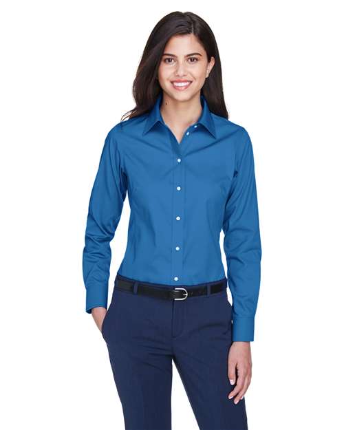 Women's Crown Collection® Oxford Woven Dress Shirt - - 13404 French Blue 4-4.9 oz 603B2 AB Exclusive Brands Back to School 2025 CA CA New ab Cotton D630W Devon & Jones Dress Shirts Long Sleeves New AB Polyester S&S Exclusive Brands Stain Resistant Tops Womens Wovens Wovens & Dress Shirts Wrinkle Free