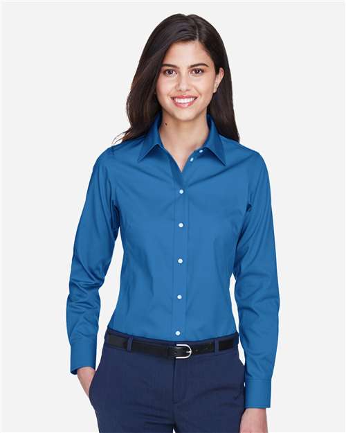 Devon & Jones D630W, Women's Crown Collection Oxford Woven Dress Shirt, French Blue