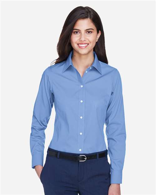 Devon & Jones D630W, Women's Crown Collection Oxford Woven Dress Shirt, Light Blue