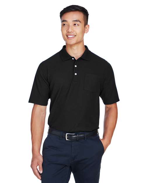 Men's DRYTEC20™ Performance Pocket Polo - - 13411 Black 6-6.9 oz 627B2 AB Exclusive Brands CA New ab Cotton - 100% Devon & Jones DG150P Mens & Unisex Moisture-Management New AB Performance Pique Pockets Polos Polos & Knits S&S Exclusive Brands Short Sleeves Side Seams Sport Shirts Tops