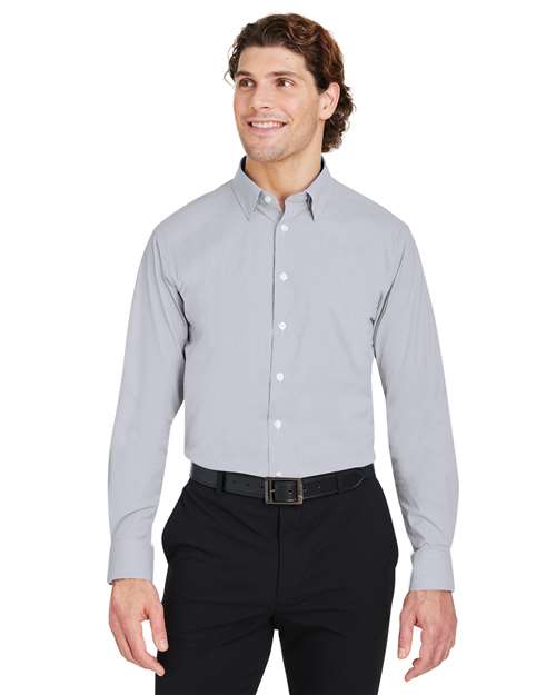Men's CrownLux Performance® Microstripe Dress Shirt - - 13418 Graphite White 3-3.9 oz 685B2 AB Exclusive Brands CA New ab Devon & Jones DG537 Dress Shirts Long Sleeves Mens & Unisex Moisture-Management New AB Nylon S&S Exclusive Brands Spandex Stripes Tops Wovens Wovens & Dress Shirts Yarn Dyed