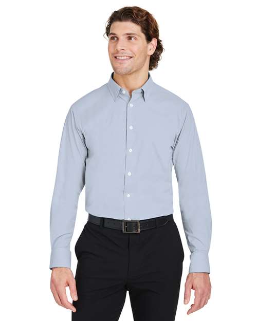 Men's CrownLux Performance® Microstripe Dress Shirt - - 13418 Navy White 3-3.9 oz 685B2 AB Exclusive Brands CA New ab Devon & Jones DG537 Dress Shirts Long Sleeves Mens & Unisex Moisture-Management New AB Nylon S&S Exclusive Brands Spandex Stripes Tops Wovens Wovens & Dress Shirts Yarn Dyed