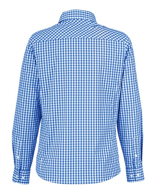 Devon & Jones DG536W, Women's Crownlux Performance Gingham Dress Shirt, French Blue/ White
