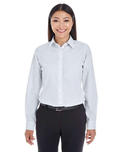 Women's Crown Collection® Striped Woven Dress Shirt - - 13428 Silver White 680B2 AB Exclusive Brands CA New ab Devon & Jones DG534W Dress Shirts Long Sleeves New AB S&S Deep Deals Stain Resistant Tops Womens Wovens Wovens & Dress Shirts Wrinkle Free