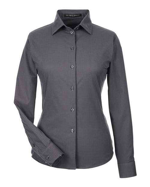 Devon & Jones DG535W, Women's Crownlux Performance Tonal Mini Check Woven Dress Shirt, Carbon