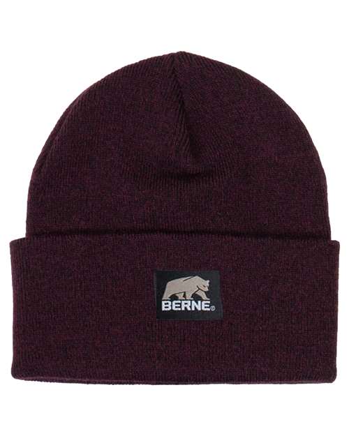 Berne Apparel H150, Heritage Knit Cuff Beanie, Maroon/ Black