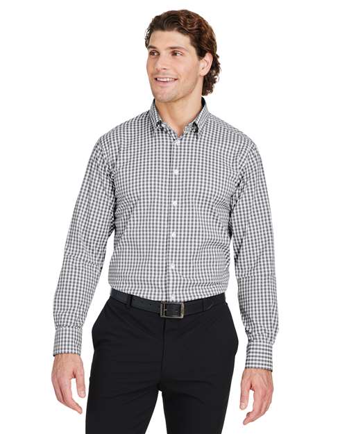 Men's CrownLux Performance® Gingham Dress Shirt - - 13440 Graphite White 3-3.9 oz 683B2 AB Exclusive Brands CA New ab Devon & Jones DG536 Dress Shirts Long Sleeves Mens & Unisex Moisture-Management New AB Nylon S&S Exclusive Brands Spandex Tops Uniforms Wovens Wovens & Dress Shirts Yarn Dyed