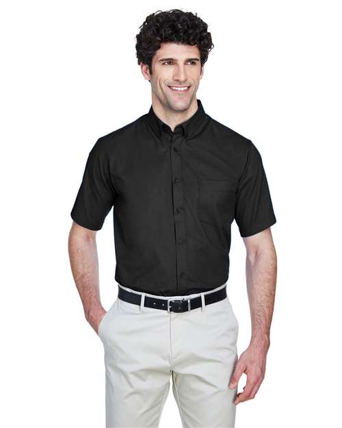 Men's Tall Optimum Short Sleeve Twill Dress Shirt - - 13462 Black 243A7 4-4.9 oz 88194T AB Exclusive Brands CA New ab CORE365 Cotton Dress Shirts Mens & Unisex New AB Pockets Polyester S&S Exclusive Brands Short Sleeves Sun/UV Protection Talls Tops Wovens Wovens & Dress Shirts