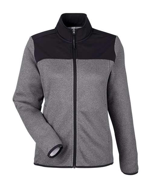 CORE365 CE74W, Women's Venture Heathered Stripe Hybrid Jacket, Black/ White