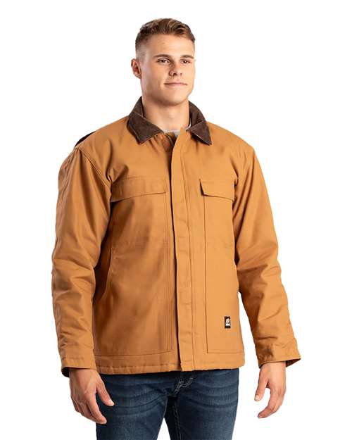 Men's Heritage Chore Coat - - 13585 Brown Duck 10-10.9 oz 744A4 AB Retail Exclusive Brands Berne Apparel CA New ab CH416 Full-Zips Jackets Mens & Unisex New AB Outerwear Socially Conscious Manufacturing Sustainable Styles Workwear Zips