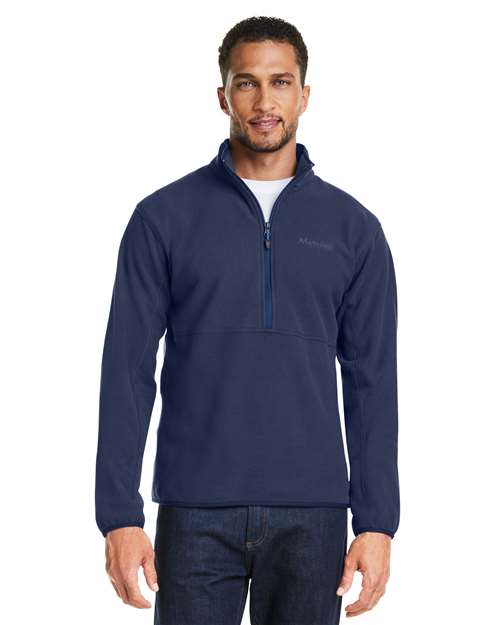 Men's Rocklin Half-Zip Jacket - - 13591 Arctic Navy 678D1 CA New ab Explore Corporate Explore Corporate Business Casual Explore Corporate Uniforms Fleece Jackets M12650 Marmot Mens & Unisex New AB Outerwear Pullovers Quarter-Zips Recycled Visible Logos Zips