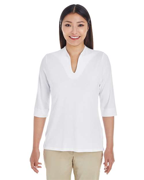 Women's Perfect Fit™ Tailored Open Neckline Top - - 13598 White M 3/4 Sleeves 5-5.9 oz 724B2 AB Exclusive Brands CA New ab Cotton Devon & Jones DP188W Knit New AB Polos & Knits Rayon S&S Deep Deals S&S Exclusive Brands Spandex T-Shirts - Long Sleeve Tops V-Neck Womens