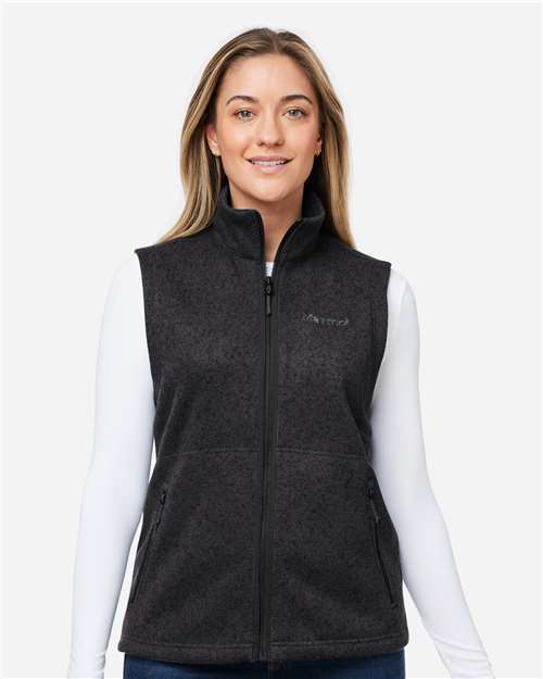 Marmot M16251, Women's Drop Line Fleece Vest, Black Heather