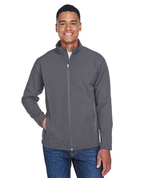 Men's Leader Soft Shell Jacket - - 13831 Sport Graphite 738D9 AB Exclusive Brands CA New ab Full-Zips Jackets Mens & Unisex New AB Outerwear Performance Rain Coats S&S Deep Deals S&S Exclusive Brands Safety Spandex Team 365 TT80 Waterproof Zips