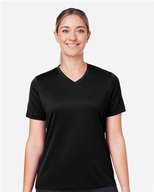 Women's Zone Performance Mesh T-Shirt - Black - - 13833 Black 4-4.9 oz 687D9 AB Exclusive Brands Activewear CA New ab Moisture-Management New New AB Performance Polyester - 100% S&S Exclusive Brands Safety Short Sleeves Sun/UV Protection T-Shirts T-Shirts - Premium Team 365 Tops TT15W V-Neck Womens