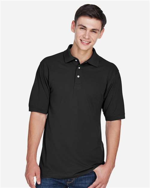 Harriton M265, Men's Easy Blend Polo, Black