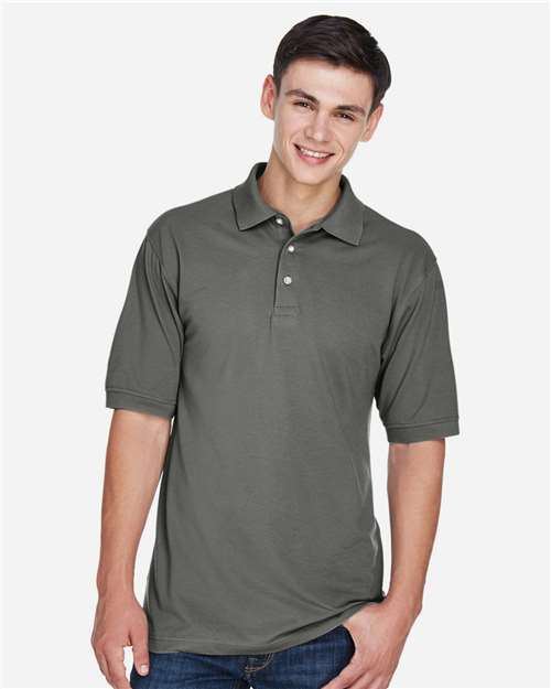Harriton M265, Men's Easy Blend Polo, Charcoal