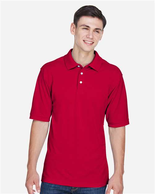 Harriton M265, Men's Easy Blend Polo, Red