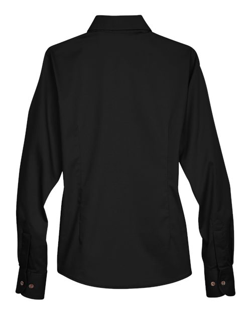 Harriton M500W, Women's Easy Blend Twill Dress Shirt With Stain-release, Black
