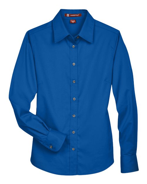 Harriton M500W, Women's Easy Blend Twill Dress Shirt With Stain-release, French Blue