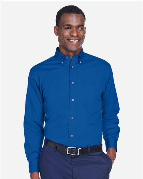 Harriton M500, Men's Easy Blend Twill Shirt, French Blue