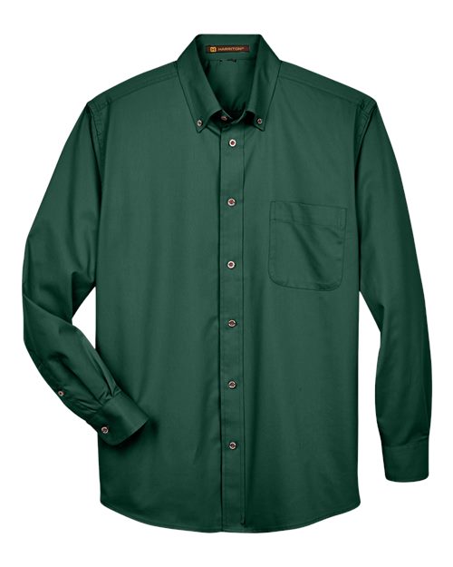 Harriton M500, Men's Easy Blend Twill Shirt, Hunter
