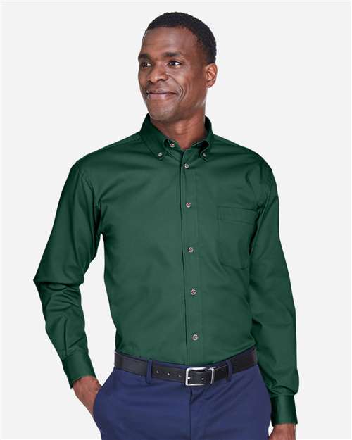 Harriton M500, Men's Easy Blend Twill Shirt, Hunter