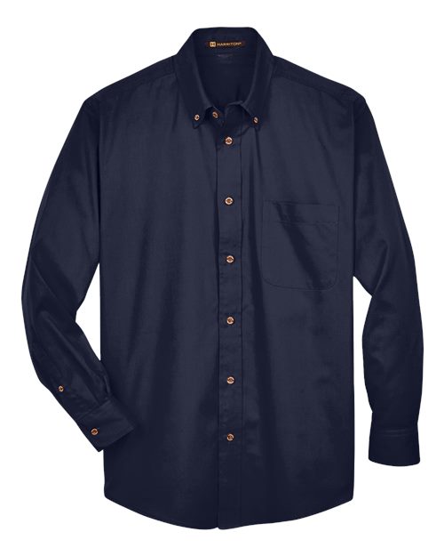Harriton M500, Men's Easy Blend Twill Shirt, Navy
