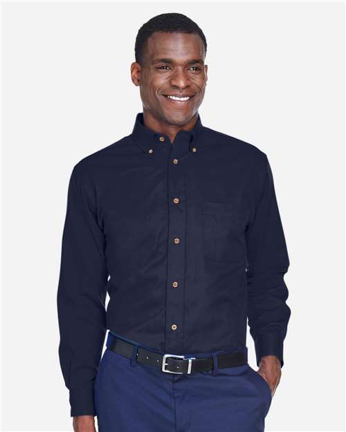 Harriton M500, Men's Easy Blend Twill Shirt, Navy