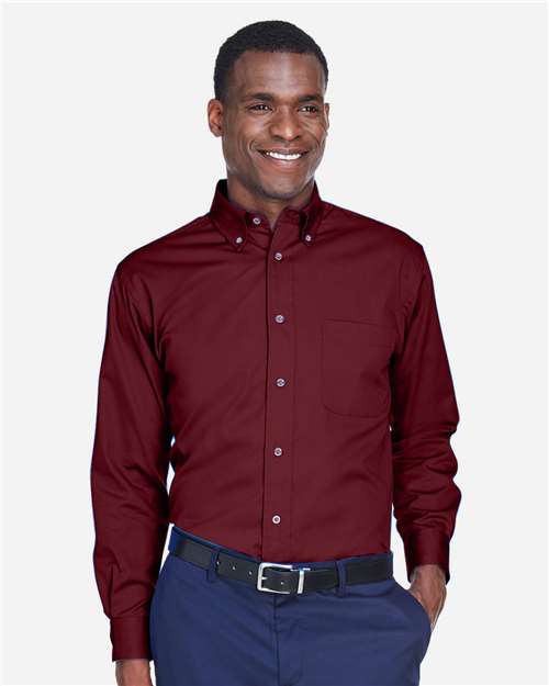 Harriton M500, Men's Easy Blend Twill Shirt, Wine