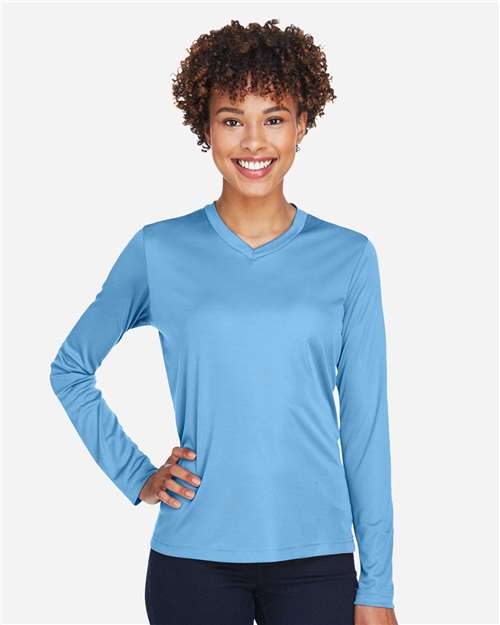 Team 365 TT11WL, Women's Zone Performance Long Sleeve T-shirt, Sport Light Blue