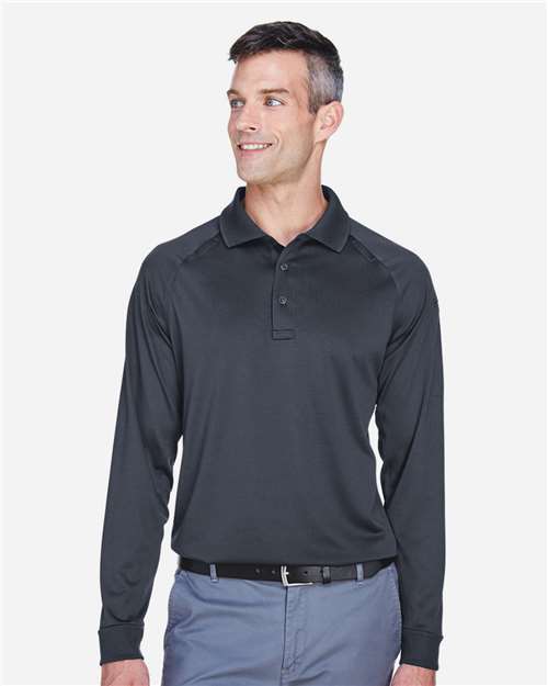 Harriton M211L, Men's Advantage Long Sleeve Tactical Polo, Dark Charcoal