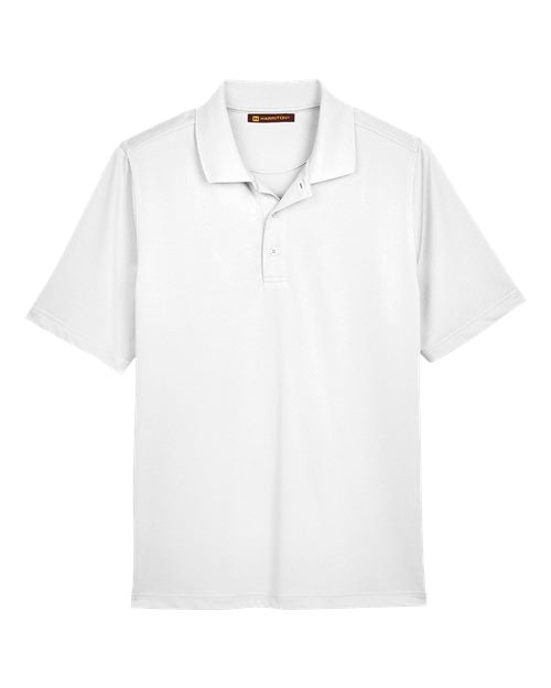 Harriton M348, Men's Advantage Snag Protection Plus Polo, White