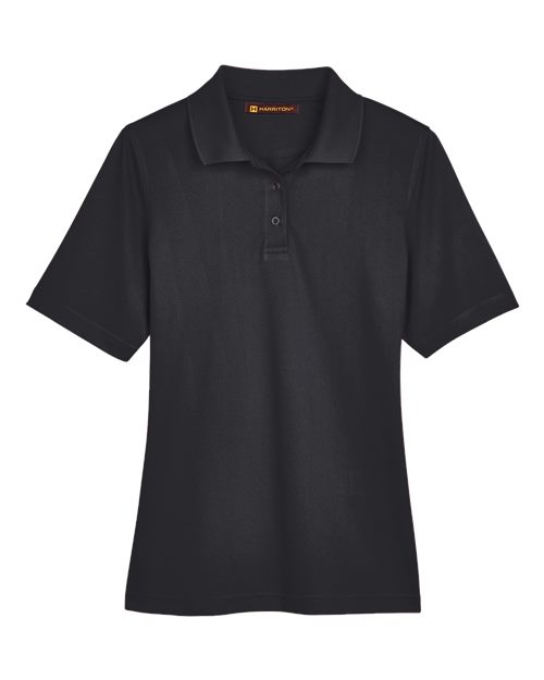 Harriton M348W, Women's Advantage Snag Protection Plus Polo, Black