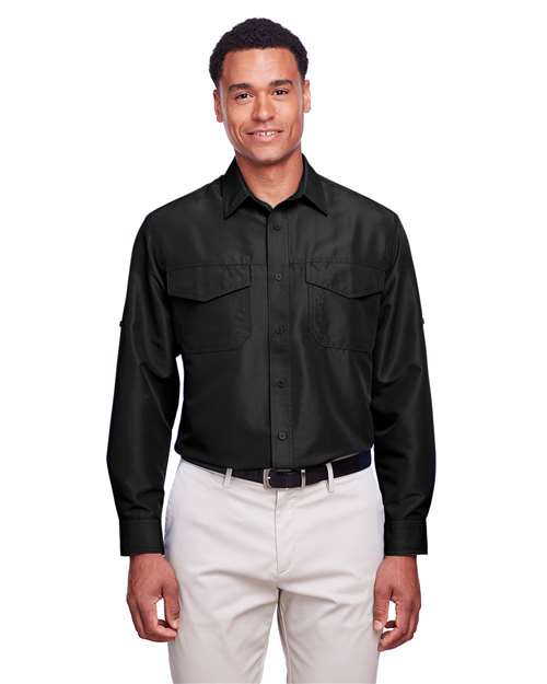 Men's Key West Performance Staff Shirt - - 13857 Black 257B9 3-3.9 oz AB Exclusive Brands Antimicrobial CA New ab Dress Shirts Fishing Shirts Harriton Long Sleeves M580L Mens & Unisex Moisture-Management New AB Performance Pockets Polyester - 100% Ripstop S&S Deep Deals S&S Exclusive Brands Sun/UV Protection Tops Wovens Wovens & Dress Shirts