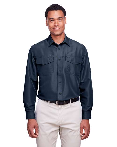 Men's Key West Performance Staff Shirt - - 13857 Navy 257B9 3-3.9 oz AB Exclusive Brands Antimicrobial CA New ab Dress Shirts Fishing Shirts Harriton Long Sleeves M580L Mens & Unisex Moisture-Management New AB Performance Pockets Polyester - 100% Ripstop S&S Deep Deals S&S Exclusive Brands Sun/UV Protection Tops Wovens Wovens & Dress Shirts