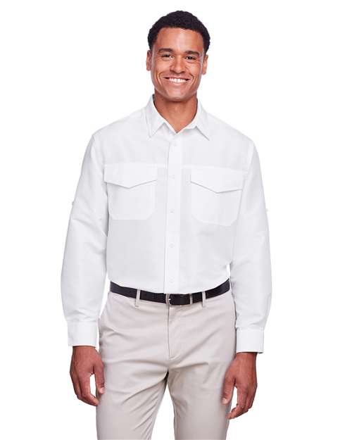 Men's Key West Performance Staff Shirt - - 13857 White 257B9 3-3.9 oz AB Exclusive Brands Antimicrobial CA New ab Dress Shirts Fishing Shirts Harriton Long Sleeves M580L Mens & Unisex Moisture-Management New AB Performance Pockets Polyester - 100% Ripstop S&S Deep Deals S&S Exclusive Brands Sun/UV Protection Tops Wovens Wovens & Dress Shirts
