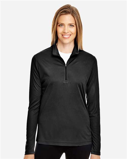 Team 365 TT31W, Women's Zone Performance Quarter-zip Pullover, Black