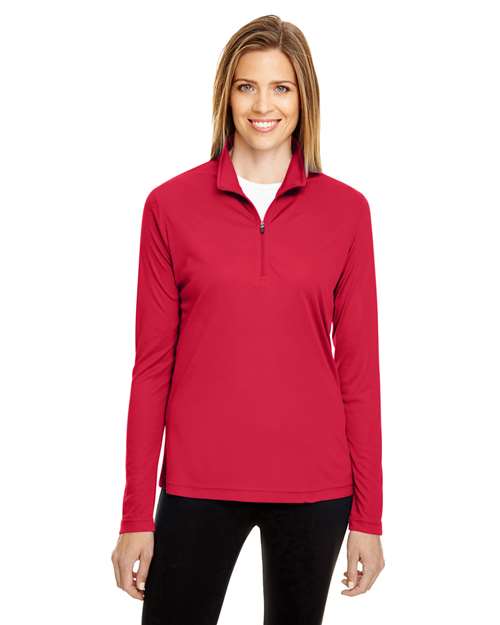 Women's Zone Performance Quarter-Zip Pullover - - 13859 Sport Red 3-3.9 oz 704D9 AB Exclusive Brands Activewear CA New ab Explore Corporate Explore Corporate Company Gear Explore Corporate Uniforms Long Sleeves Moisture-Management New AB Performance Polos & Knits Polyester - 100% Pullovers Quarter-Zips S&S Exclusive Brands Sun/UV Protection Team 365 Tops TT31W Womens Zips