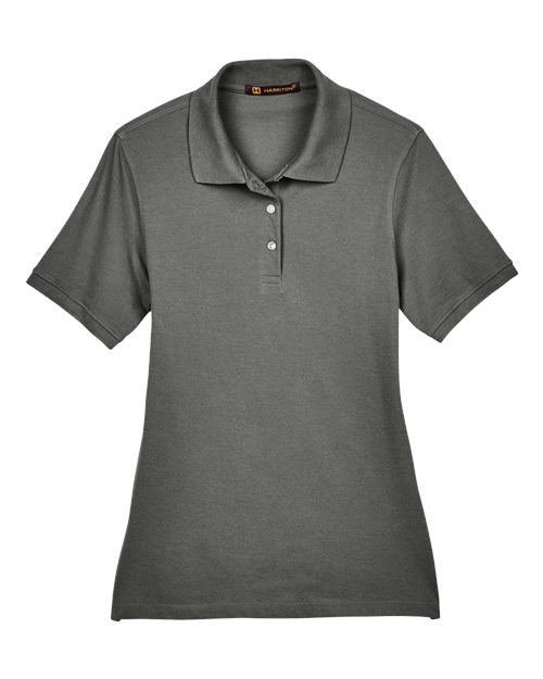 Harriton M265W, Women's Easy Blend Polo, Charcoal