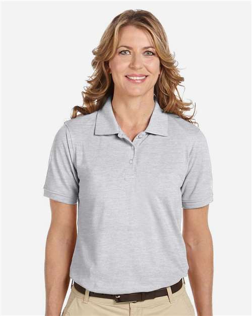 Harriton M265W, Women's Easy Blend Polo, Grey Heather