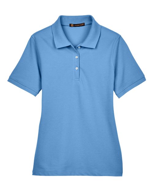 Harriton M265W, Women's Easy Blend Polo, Light College Blue