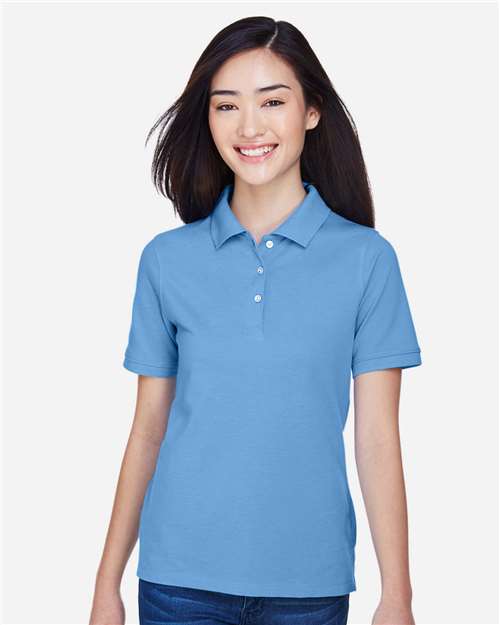 Harriton M265W, Women's Easy Blend Polo, Light College Blue