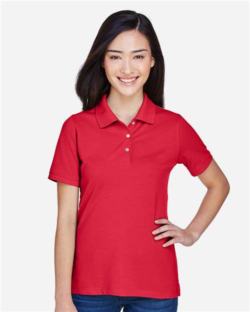 Harriton M265W, Women's Easy Blend Polo, Red