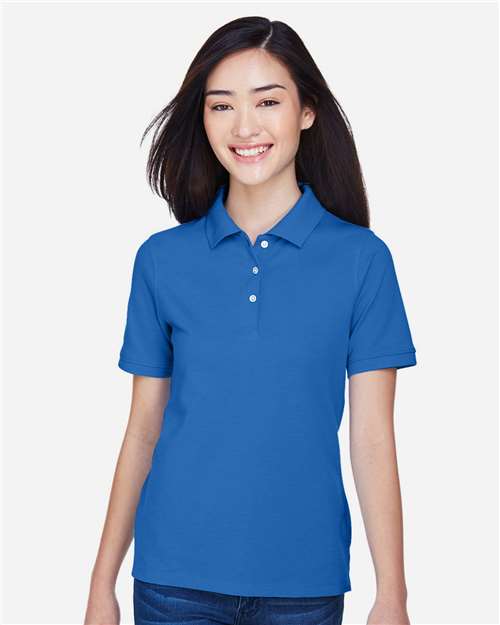 Harriton M265W, Women's Easy Blend Polo, True Royal