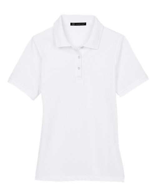 Harriton M265W, Women's Easy Blend Polo, White