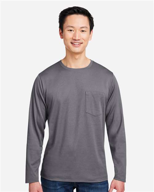 Harriton M118L, Unisex Charge Snag And Soil Protect Long Sleeve T-shirt, Dark Charcoal