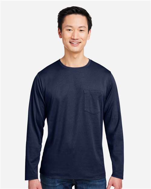 Harriton M118L, Unisex Charge Snag And Soil Protect Long Sleeve T-shirt, Dark Navy