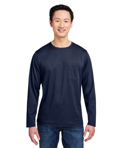 Unisex Charge Snag and Soil Protect Long Sleeve T-Shirt - - 13866 Dark Navy 189B9 4-4.9 oz AB Exclusive Brands Antimicrobial Back to School 2025 CA CA New ab Crewneck Harriton Long Sleeves M118L Mens & Unisex Moisture-Management New AB Pockets Polyester - 100% S&S Exclusive Brands Safety Stain Resistant T-Shirts T-Shirts - Long Sleeve Tops Workwear