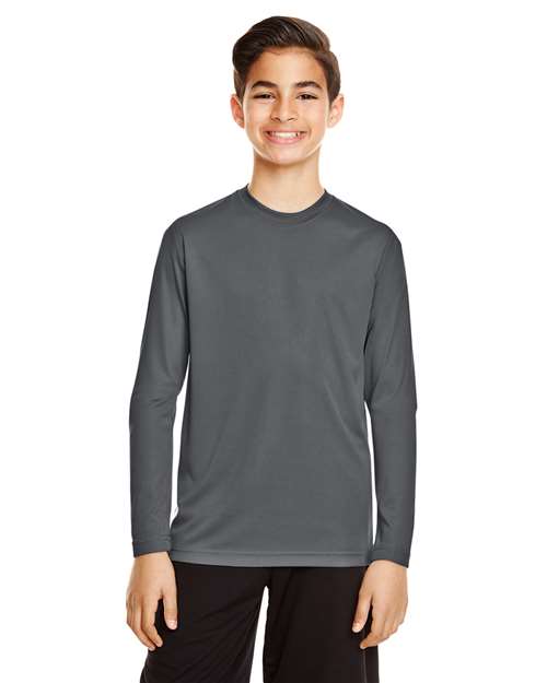 Youth Zone Performance Long Sleeve T-Shirt - - 13869 Sport Graphite 3-3.9 oz 684D9 AB Exclusive Brands CA New ab Crewneck Explore School & Team - Back to School Explore School & Team - K-12 Explore School & Teams Long Sleeves Moisture-Management New AB Performance Polyester - 100% S&S Exclusive Brands Safety Say Yes to S&S Side Seams T-Shirts T-Shirts - Long Sleeve Team 365 Tops TT11YL Youth